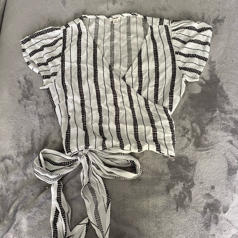 Black & White Wrap Blouse